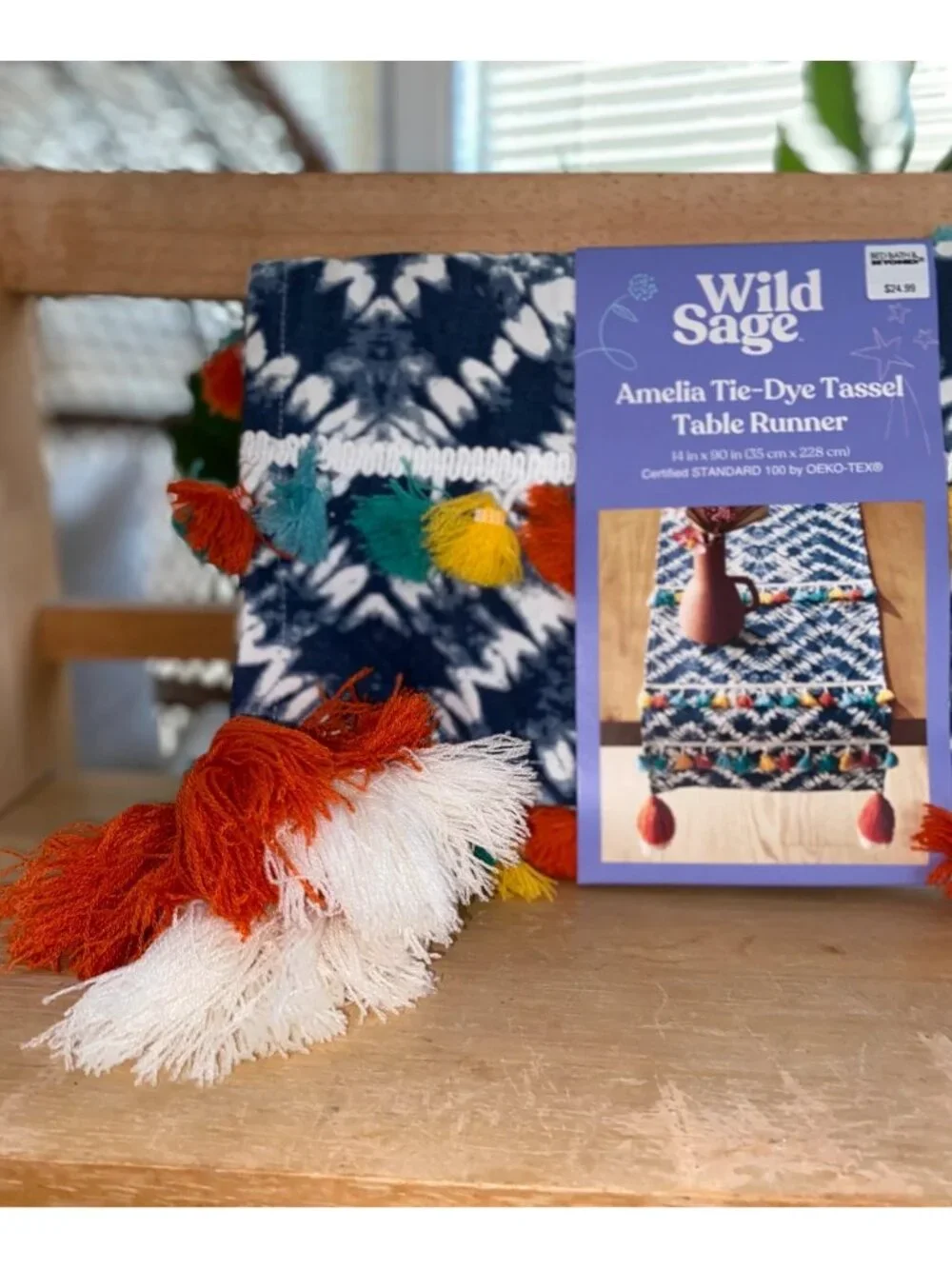 Wild Sage Sage Amelia Tie-Dye Tassel Table Runner